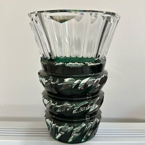 Val Saint Lambert kristallen Art deco vaas kleur smaragd groen, Belgium